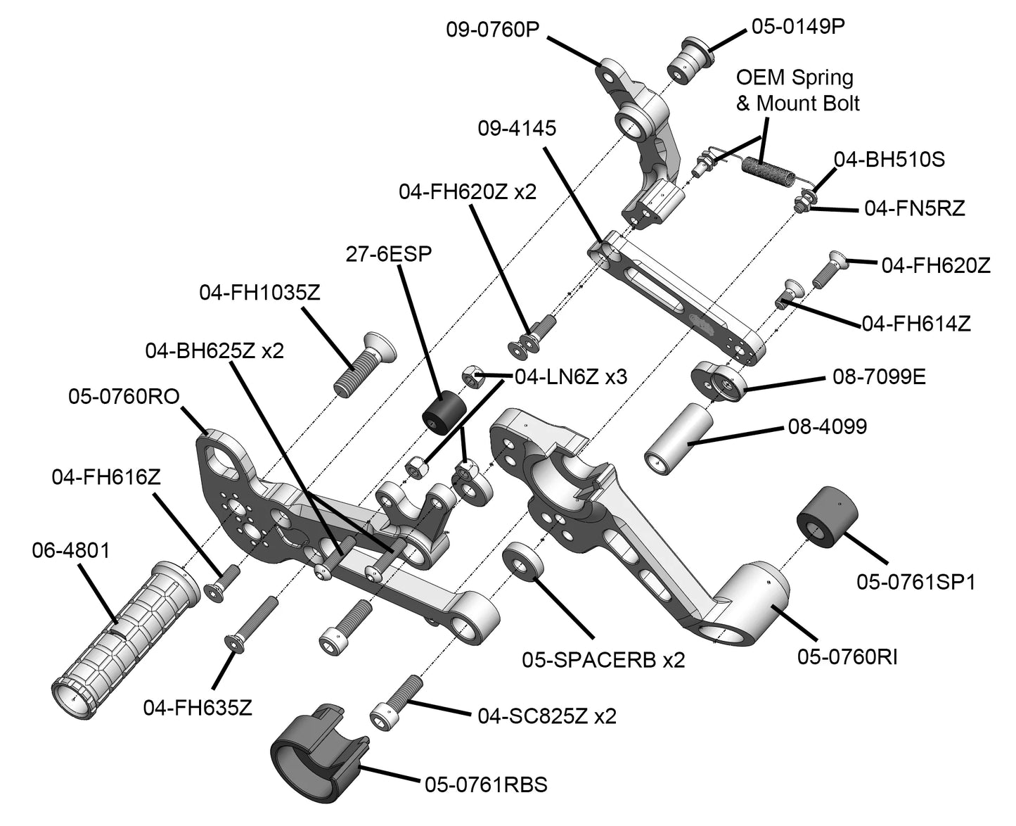 Woodcraft Adjustable Rearset Kit