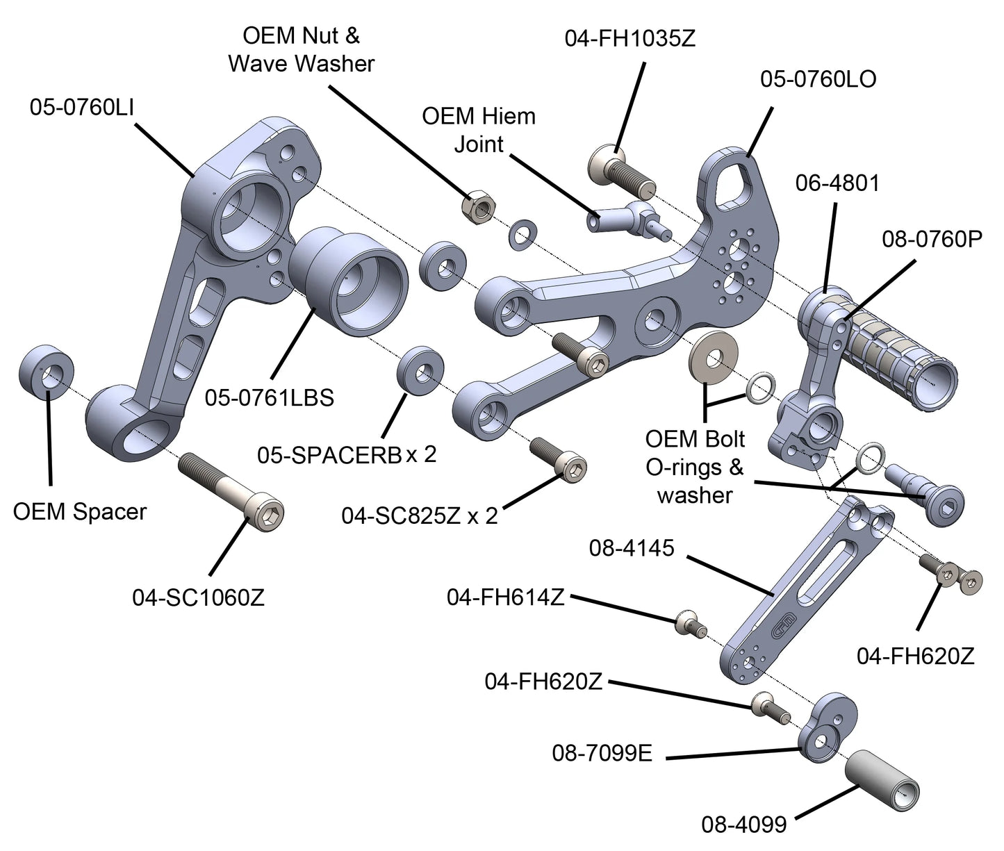 Woodcraft Adjustable Rearset Kit