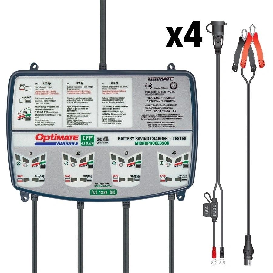 Optimate Lithium Battery Charger - Quad Bank - TM485