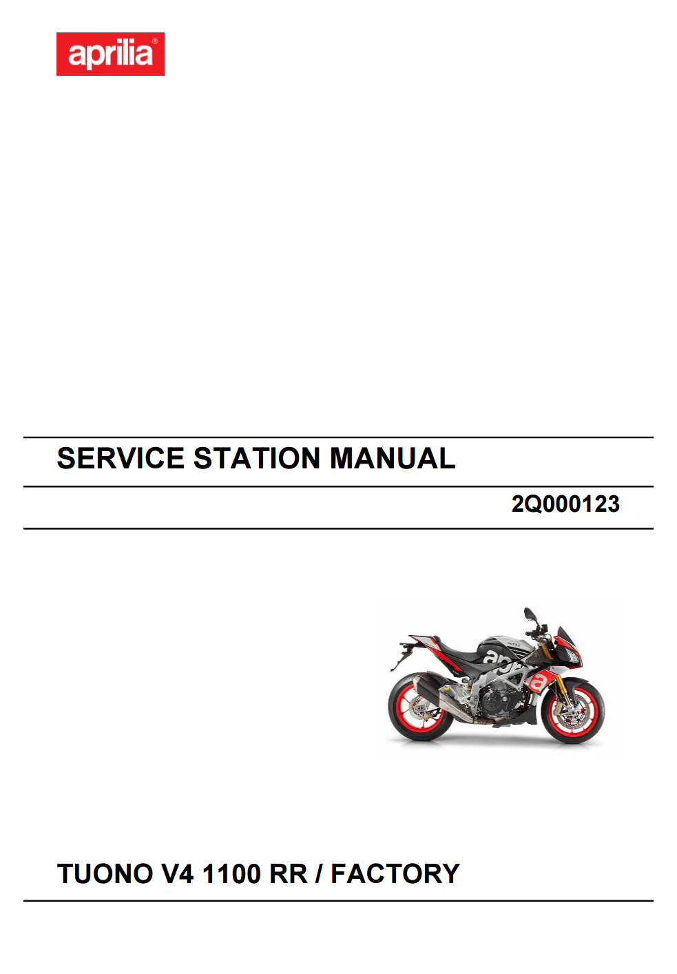 OEM Aprilia Service Manual - 2016 Tuono V4
