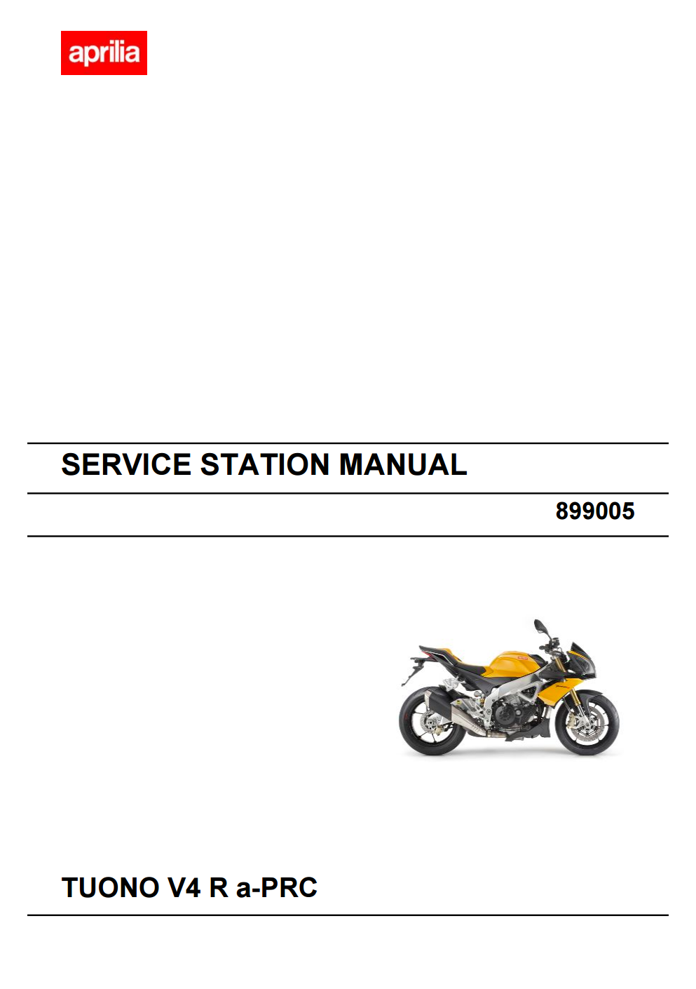 OEM Aprilia Service Manual - 2011-2013 Tuono V4