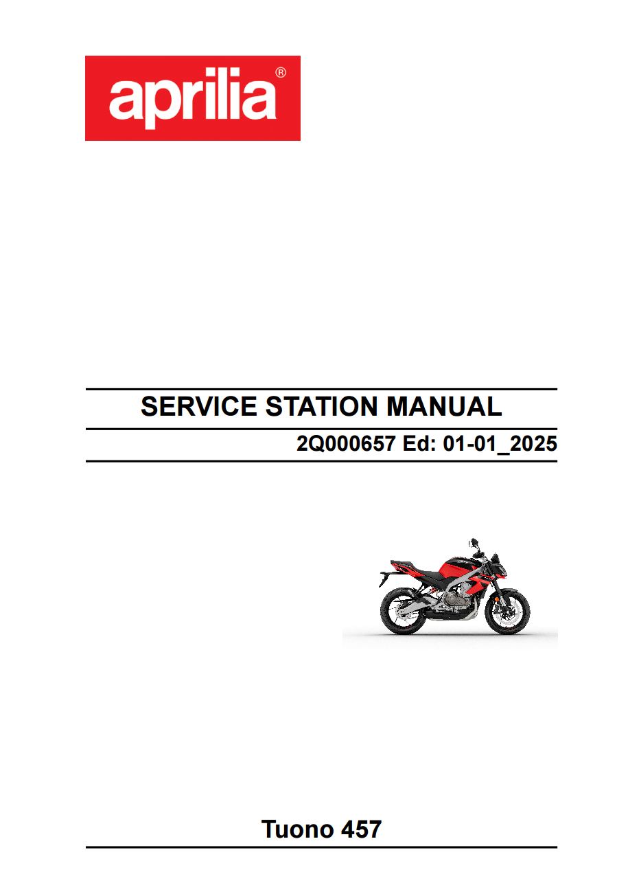 OEM Aprilia Vehicle Service Manual - 2026 Tuono 457 E5+