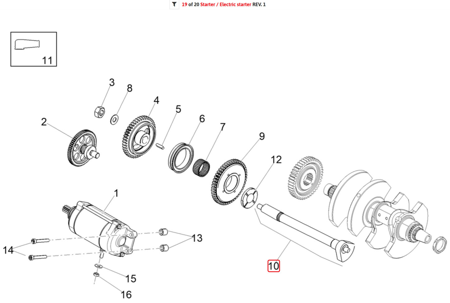 OEM Aprilia Balance Shaft