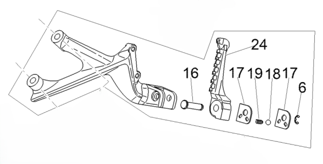 OEM Aprilia LH Passenger Footrest Assembly - Silver
