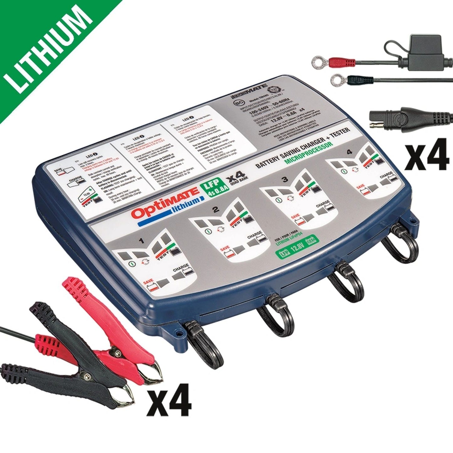 Optimate Lithium Battery Charger - Quad Bank - TM485