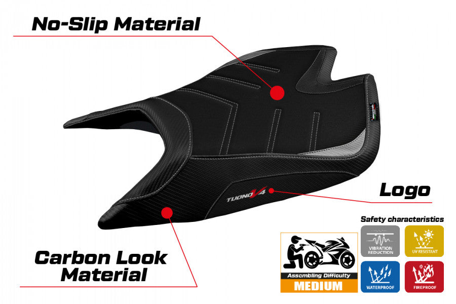 Tappezzeria Italia Seat Cover for 2021-2024 Aprilia Tuono V4 1100 Factory - Ultragrip