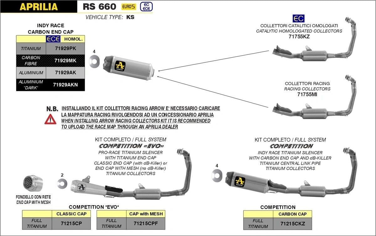 Arrow Indy Race Competition Titanium Full Exhaust for Aprilia RS 660 & Aprilia Tuono 660