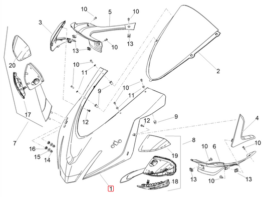 OEM Aprilia Front Fairing - Purple