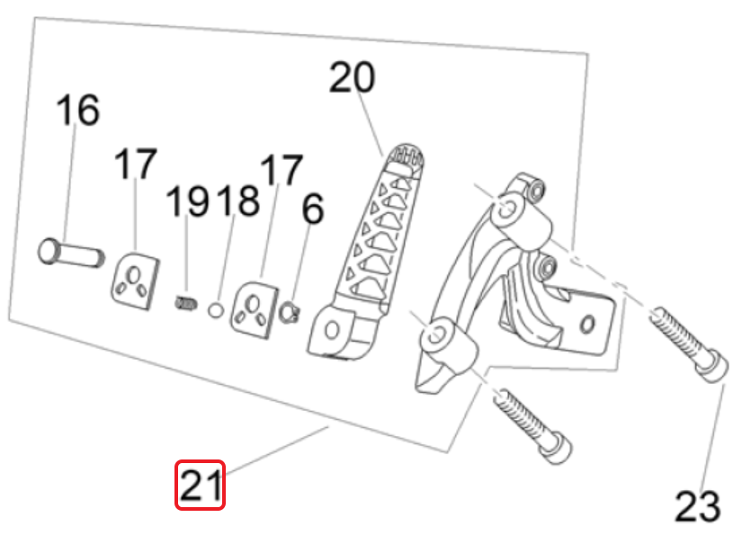 OEM Aprilia RH Passenger Footrest Assembly - Black
