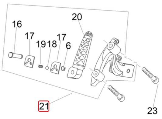 OEM Aprilia RH Passenger Footrest Assembly - Black