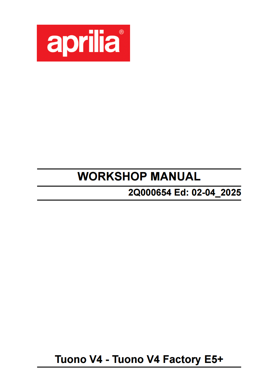 OEM Aprilia Vehicle Service Manual - 2026 Tuono V4 E5+