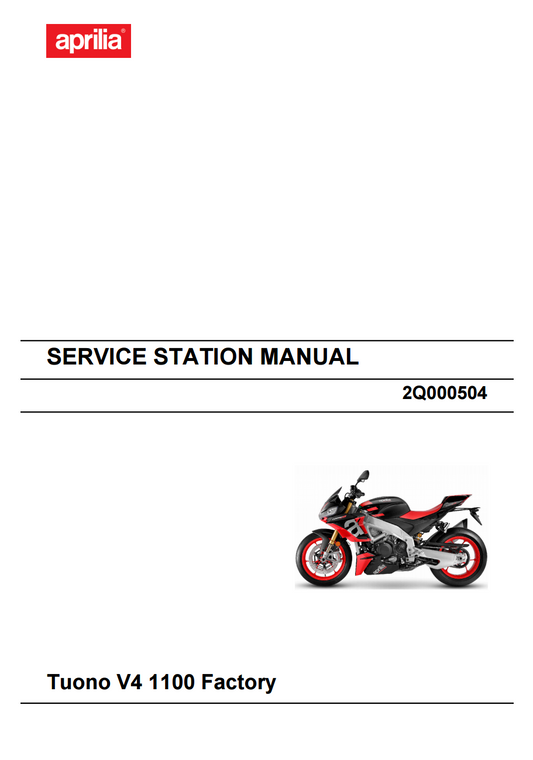 OEM Aprilia Vehicle Service Manual - 2021-2025 Tuono V4