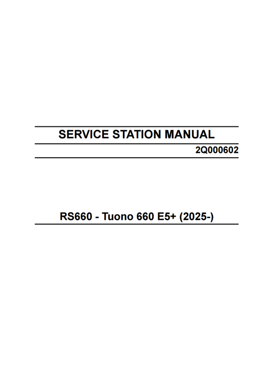 OEM Aprilia Vehicle Service Manual - 2026 Tuono 660 E5+
