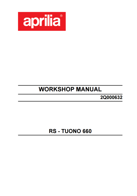 OEM Aprilia Vehicle Service Manual - 2021-2025 Tuono 660