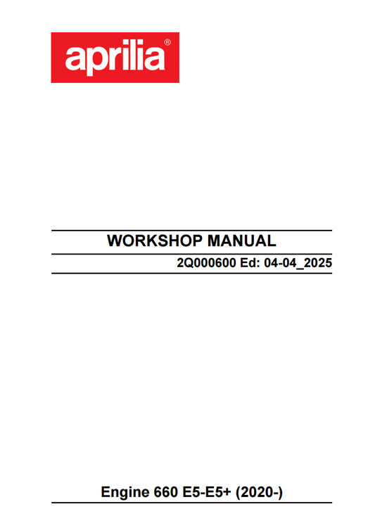 OEM Aprilia Engine Service Manual - 2021-2025 Tuono 660