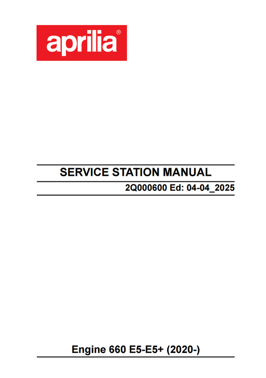 OEM Aprilia Engine Service Manual - 2026 Tuareg 660 E5+