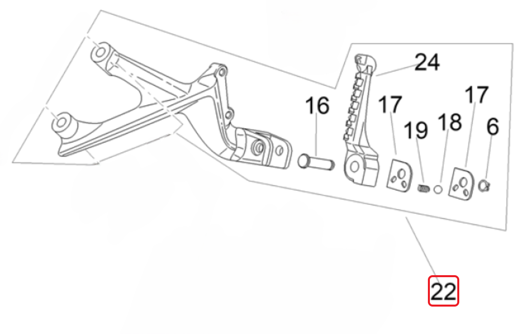 OEM Aprilia LH Passenger Footrest Assembly - Black