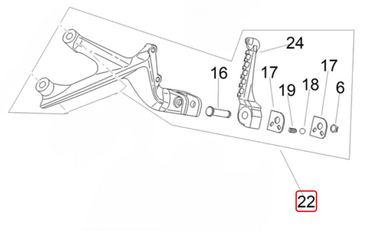 OEM Aprilia LH Passenger Footrest Assembly - Black