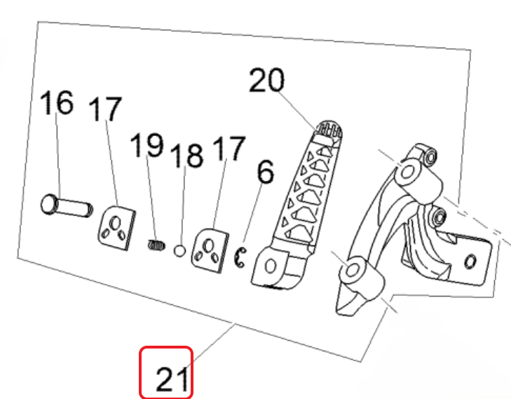 OEM Aprilia RH Passenger Footrest Assembly - Silver