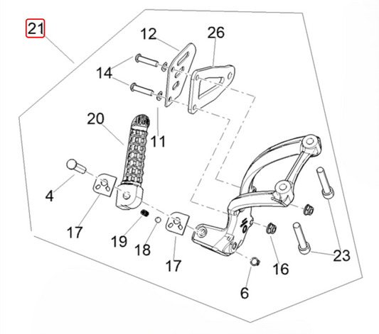 OEM Aprilia RH Passenger Footrest Assembly