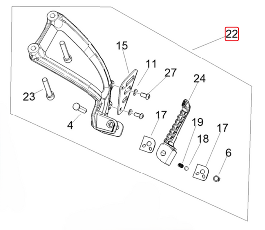 OEM Aprilia LH Passenger Footrest Assembly