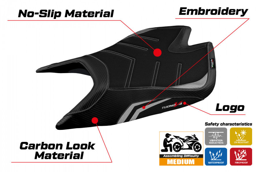Tappezzeria Italia Seat Cover for 2021-2024 Aprilia Tuono V4 1100 Factory - Ultragrip - Special Color